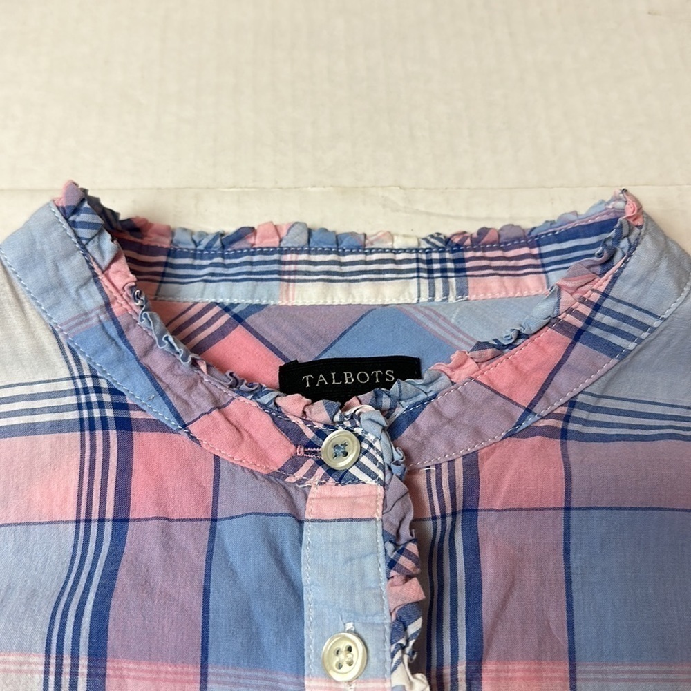 Talbots Button Down Plaid Blouse - image 5